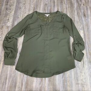 Candie’s Green Lace Embellished Blouse Size Small